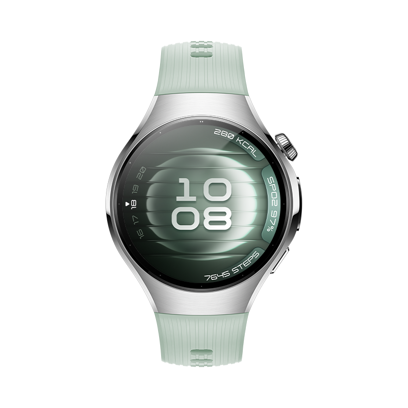 HUAWEI WATCH 5 42mm Edelstahlgehäuse mit hellgrünem Fluorelastomer-Armband