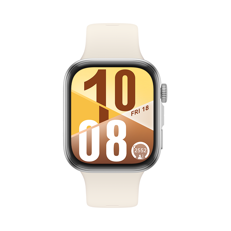 HUAWEI WATCH FIT 4 silbernes Gehäuse mit weißem Fluorelastomer-Armband