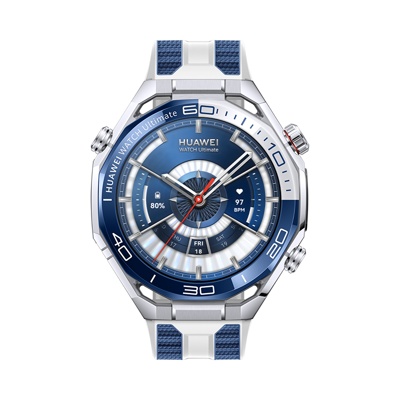 HUAWEI WATCH Ultimate 2, 48,5 mm Gehäuse aus amorphem Zirkonium, zweifarbiges Fluorelastomer-Armband