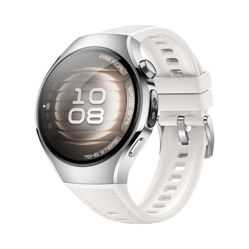 HUAWEI WATCH 5 42mm Style Set Edelstahlgehäuse mit weißem Kompositarmband+schwarzem Fluorelastomer-Armband