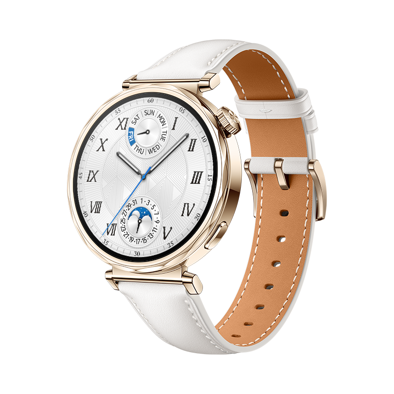 HUAWEI WATCH GT 5 41mm Stainless Steel Gold con Correa Blanca Piel