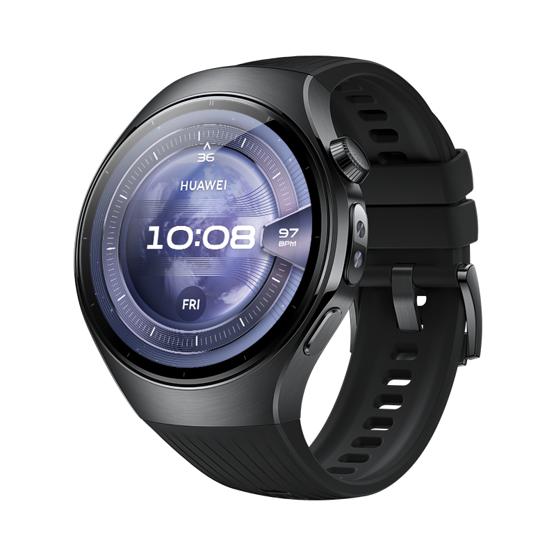 HUAWEI WATCH 5 46mm Negro Fluoroelastómero/Caja de Acero Inoxidable/Llamadas eSIM/Conexión con Android & iOS