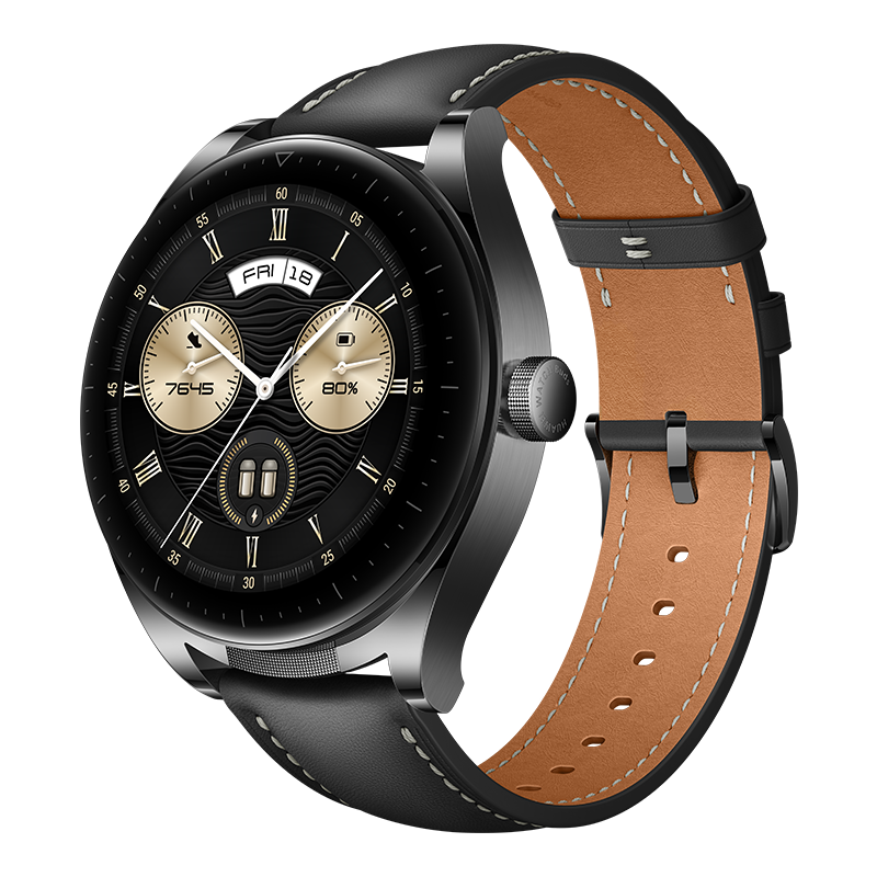 HUAWEI WATCH Buds 46mm Black Leather Strap