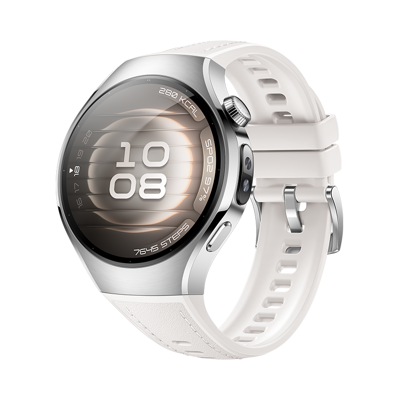 HUAWEI WATCH 5 42mm / Cassa in acciaio inox 316L e cinturino bianco / Compatibile con iOS e Android e chiamate E-sim