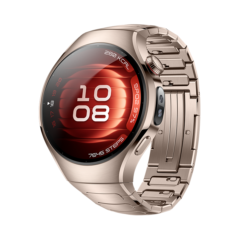 HUAWEI WATCH 5 42mm / Cassa in acciaio inox 904L e cinturino in titanio oro sabbia / Compatibile con iOS e Android e chiamate E-sim