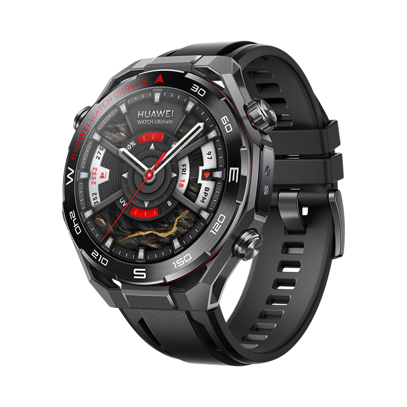 HUAWEI WATCH Ultimate 2 48,5 mm / Vloeibaar metaal op basis van zirkonium / Zwarte fluoroelastomeer band / eSIM / GPS / ECG / Compatibel met iOS en