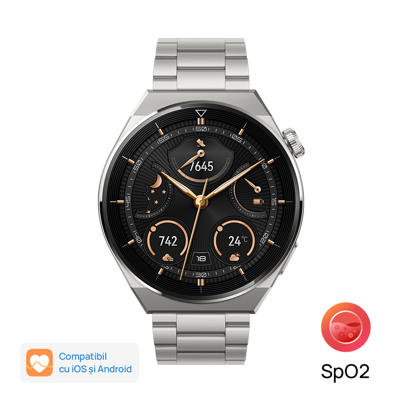 Huawei Watch Gt 3 Pro 46mm, Carcasa Titanium, Curea Titanium