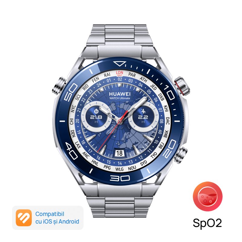 Huawei Watch Ultimate, Carcasa Din Liquid Metal, Curea Din Titan + 2 Curele Hnbr Extra