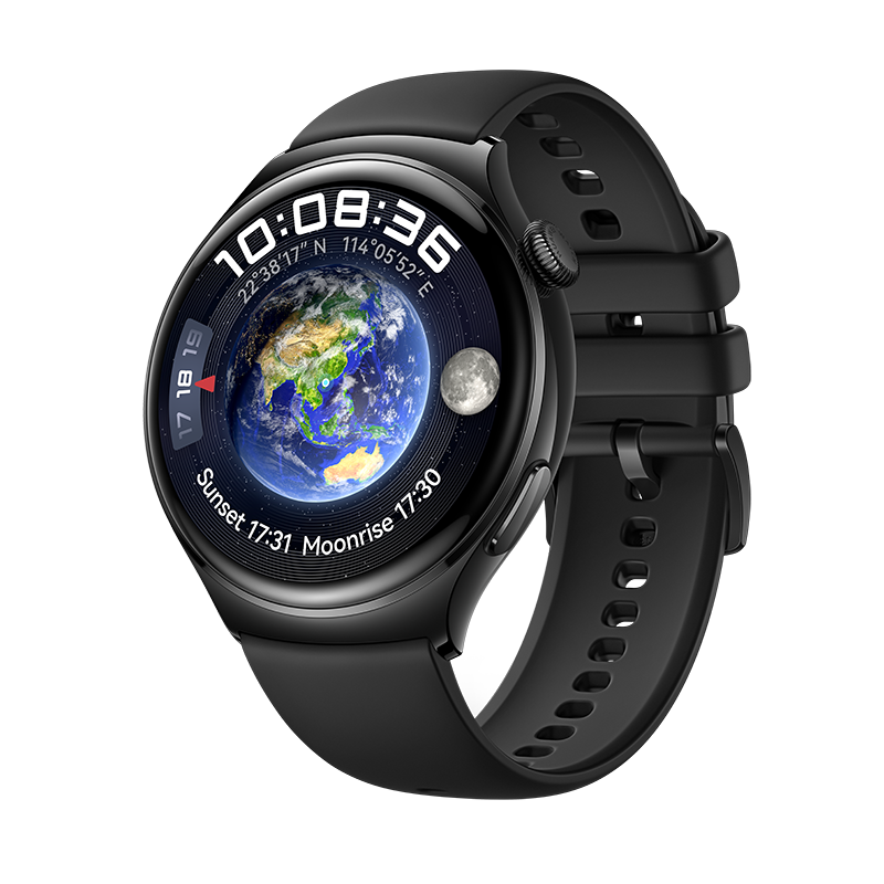 Huawei Watch 4 Cu Esim, Carcasa Stainless Steel, Curea Black Fluoroelastomer, Android/ios