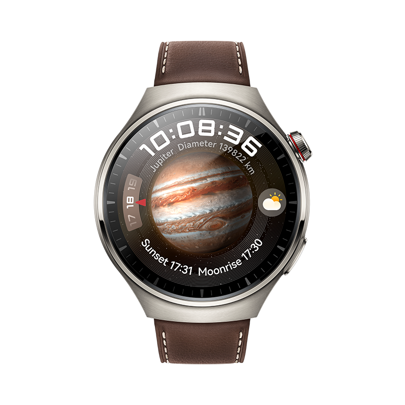 Huawei Watch 4 Pro Cu Esim, Carcasa Titan De Grad Aerospatial, Curea Dark Brown Leather