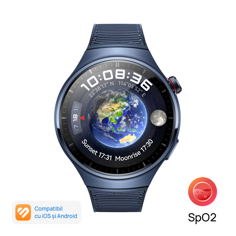 Huawei Watch 4 Pro Cu Esim, Carcasa Titan De Grad Aerospatial, Curea Blue Composite, Android/ios