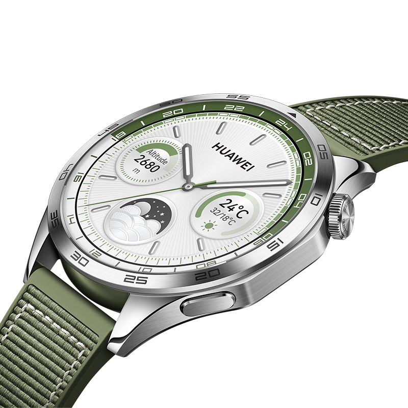 Huawei Watch Gt 4 46mm Green, Curea Green Woven, Android/ios