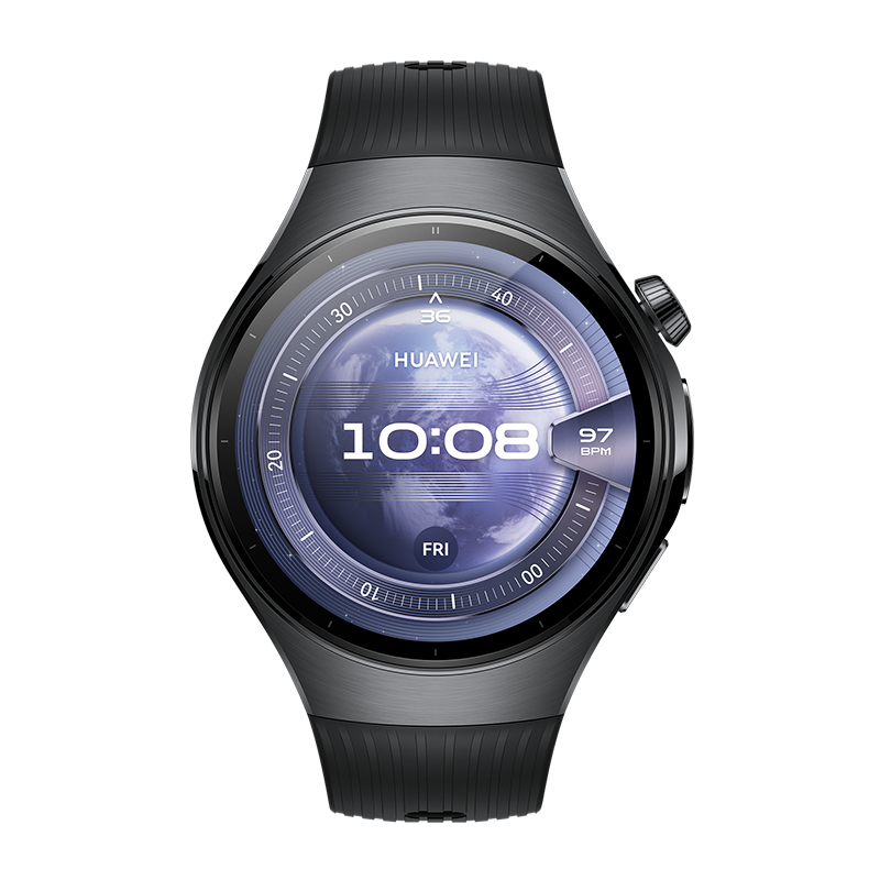 HUAWEI WATCH 5 46MM Black Stainless Steel Case+Black Fluoroelastomer Strap