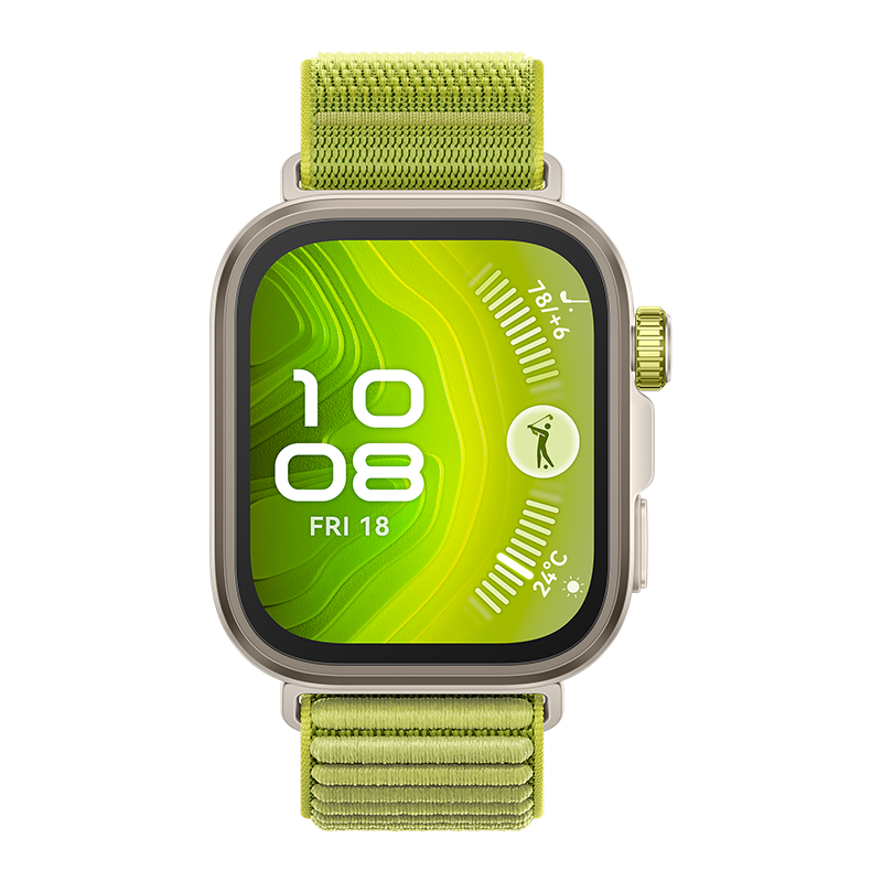HUAWEI WATCH FIT 4 Pro Titanium Color Body with Green Woven Strap