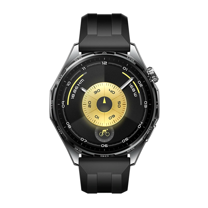 HUAWEI WATCH GT 6 46mm Black Stainless Steel Case, Curea Black Fluoroelastomer