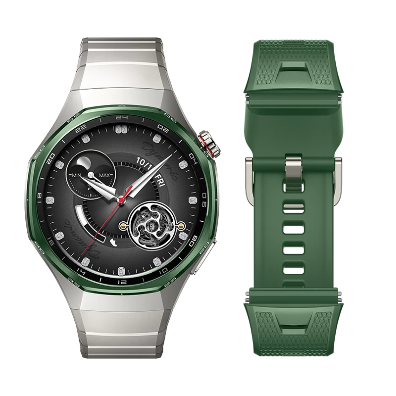 Huawei Watch Gt 7 Pro 46Mm Titanium-Green - Additional Titanium Alloy Strap - Up To 21 Days Of Battery Life - Advanced Skiing & Cycling Modes - All-Round Health Tracking - Compatible With Android & Ios