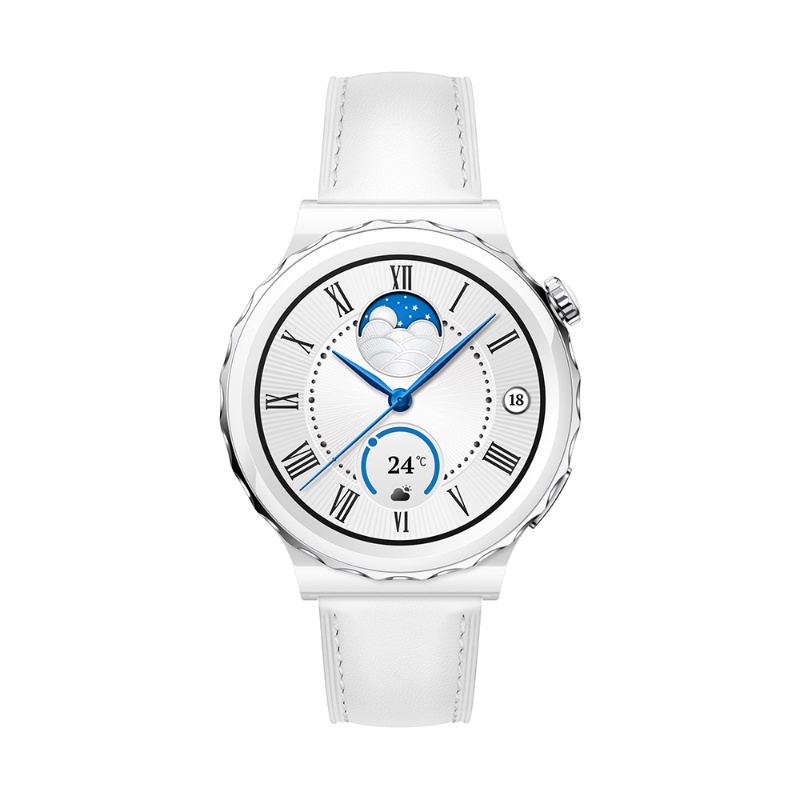 

HUAWEI WATCH GT 3 Pro/32MB+4GB/Silver Bezel White Ceramic Case/White Leather Strap/43mm