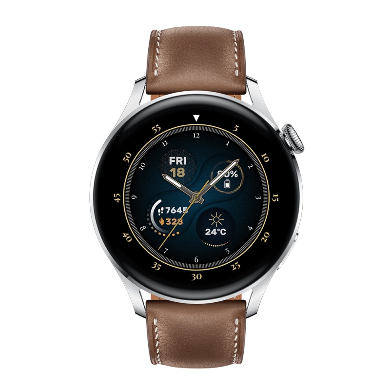 HUAWEI WATCH 3 Classic LTE 2GB+16GB Stainless Steel Brown Leather Strap